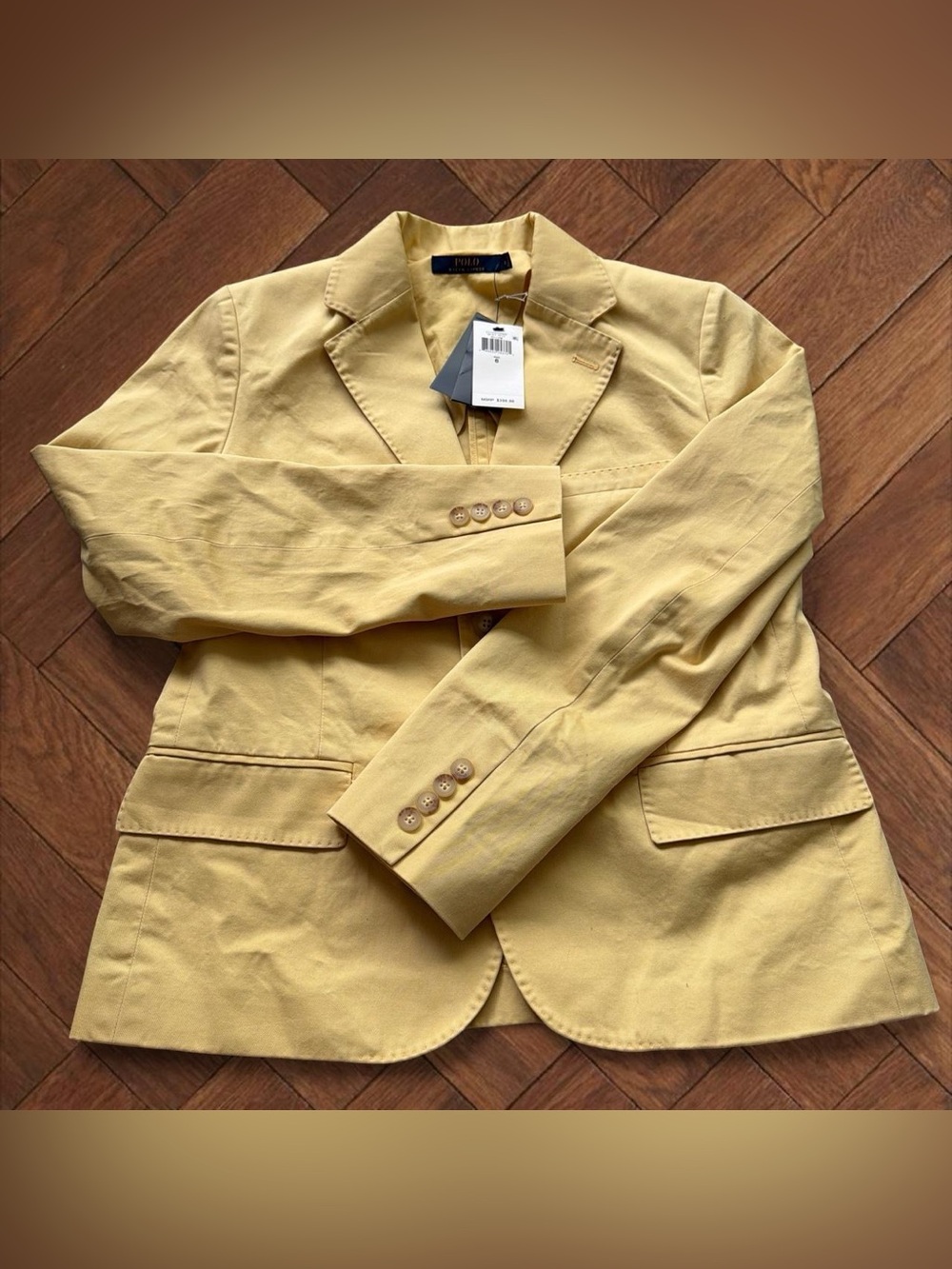 NWT Polo Ralph Lauren Women Yellow Cotton Twill Blazer Jacket Size 6 Workwear